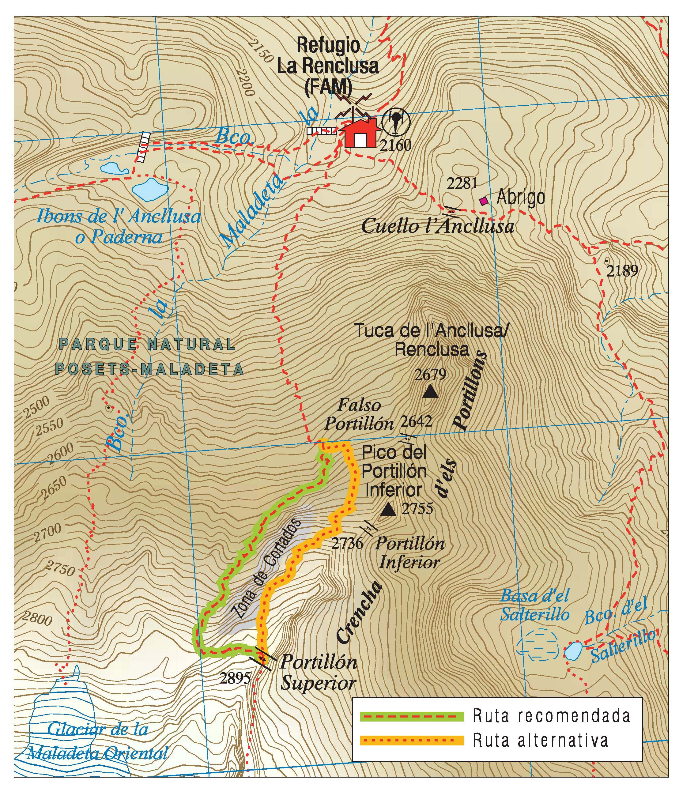 Mapa excursionista Aneto