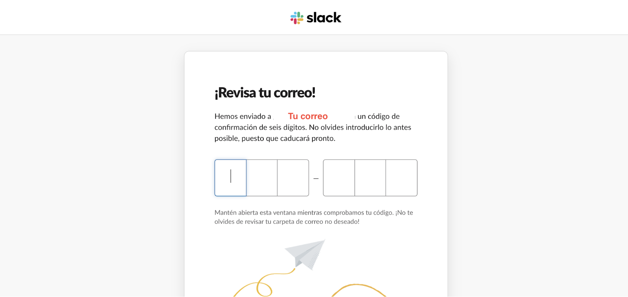 Imagen 2. Ingreso en Slack con código enviado. Elaboración propia.