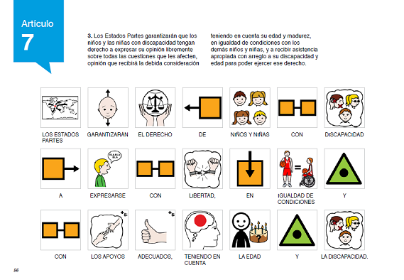 1.2 Captura del art. 7 de la Convención de Derechos de Personas con Discapacidad traducida a pictogramas