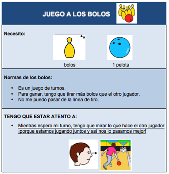 3.10 Guión social para anticipar una actividad lúdica como jugar a los bolos.