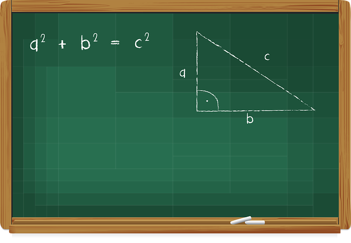 pizarra teorema de Pitágoras. Imagen tomada de Pixabay