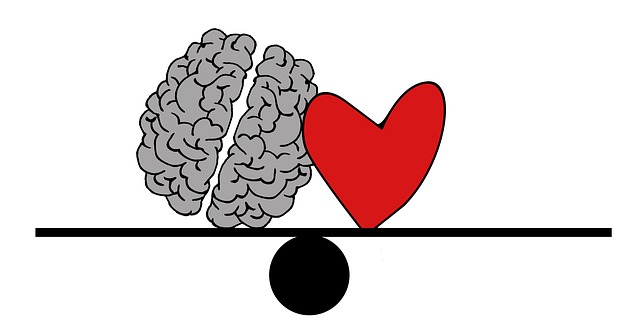 cerebro y corazón en una balanza. Imagen tomada de Pixabay
