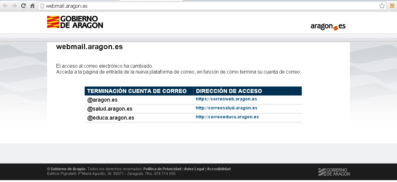 1.8. Webmail Aragón. Captura de pantalla.