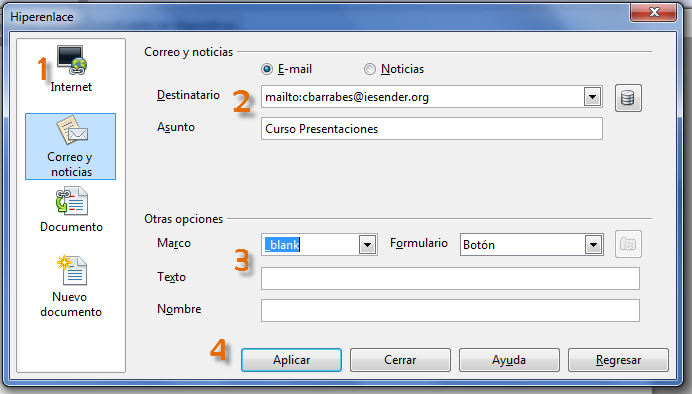 Enlace a Mail den OpenOffice