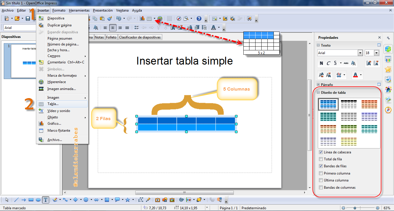 Insertar Tablas en OpenOffice