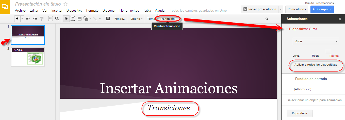 Transiciones en Google Drive