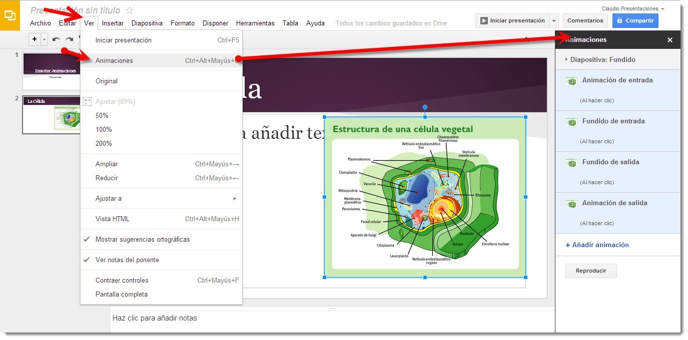 Insertar varias animaciones en google Drive