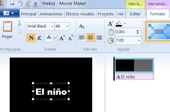 Menu Insertar título en Movie Maker