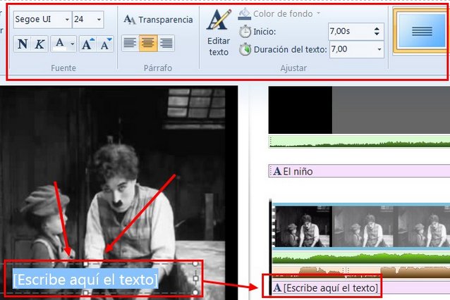 Edición de subtitulos en Movie Maker