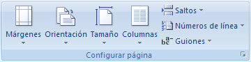 Fig. 1.2. Grupo Configuración de página de Word 2007. Captura propia.